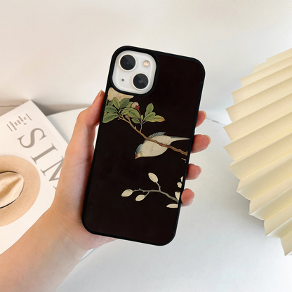 Chirping Blossom Branch Glass Case