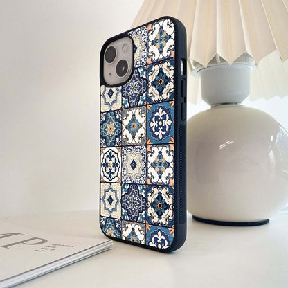 Navy Tile Elegance Glass Case