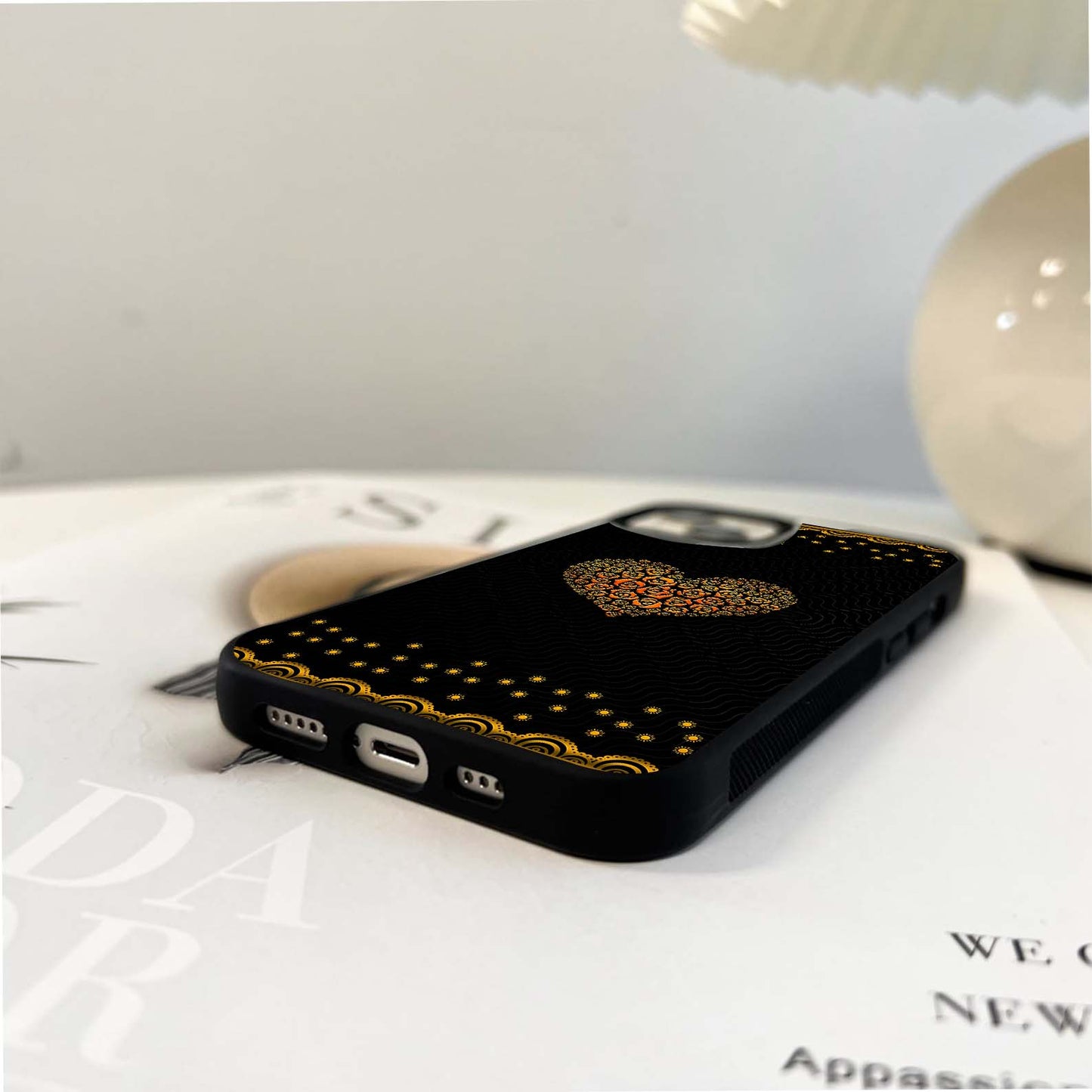 Golden Heart of Roses Glass Case