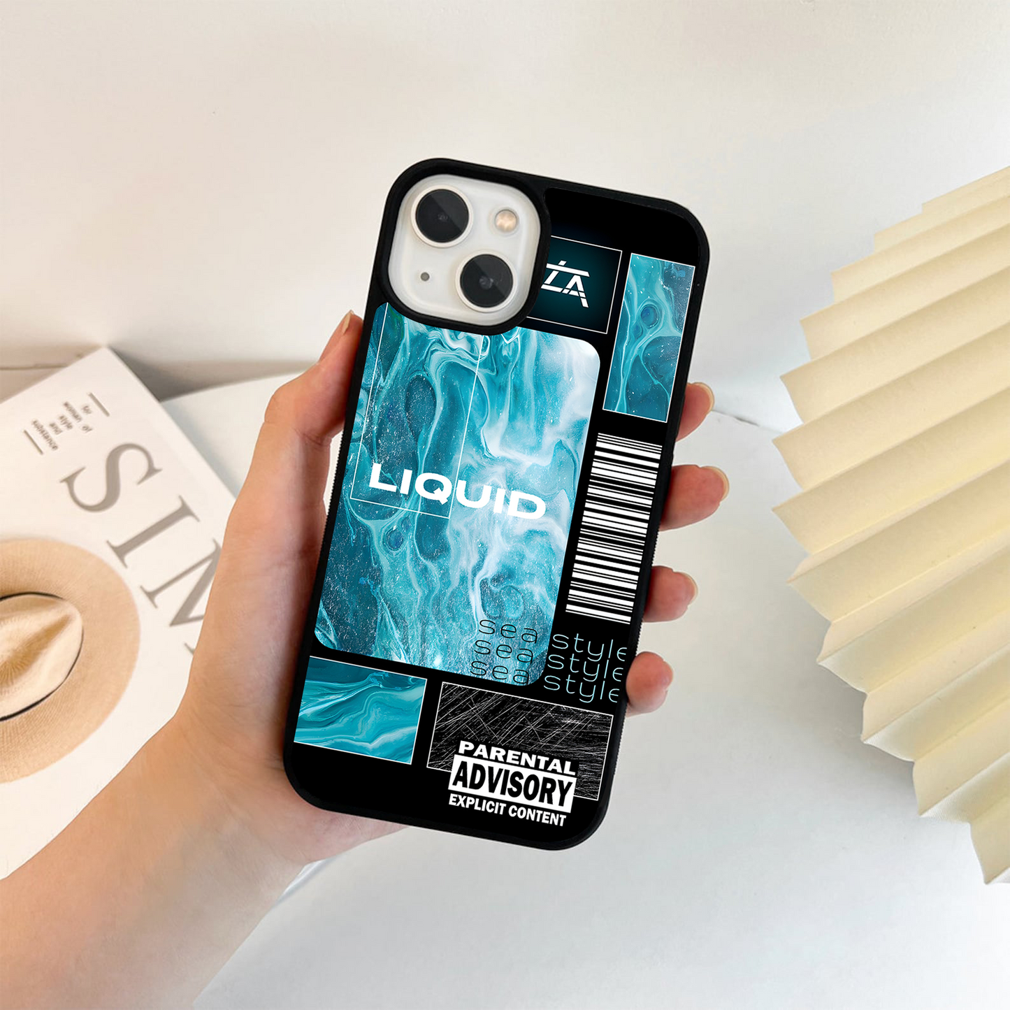 Liquid Blue Marble Glass Case