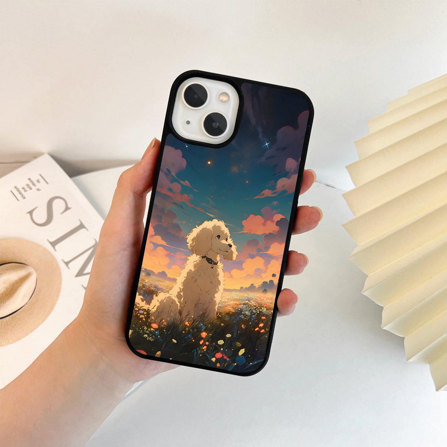 Cute Curly Dog Glass Case