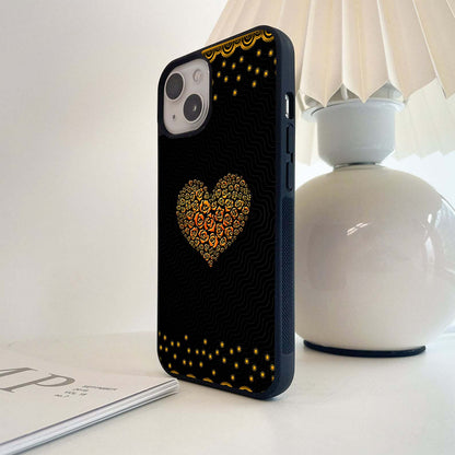 Golden Heart of Roses Glass Case