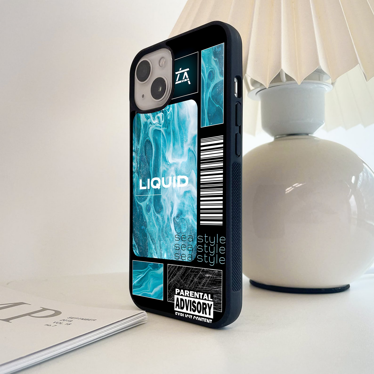 Liquid Blue Marble Glass Case