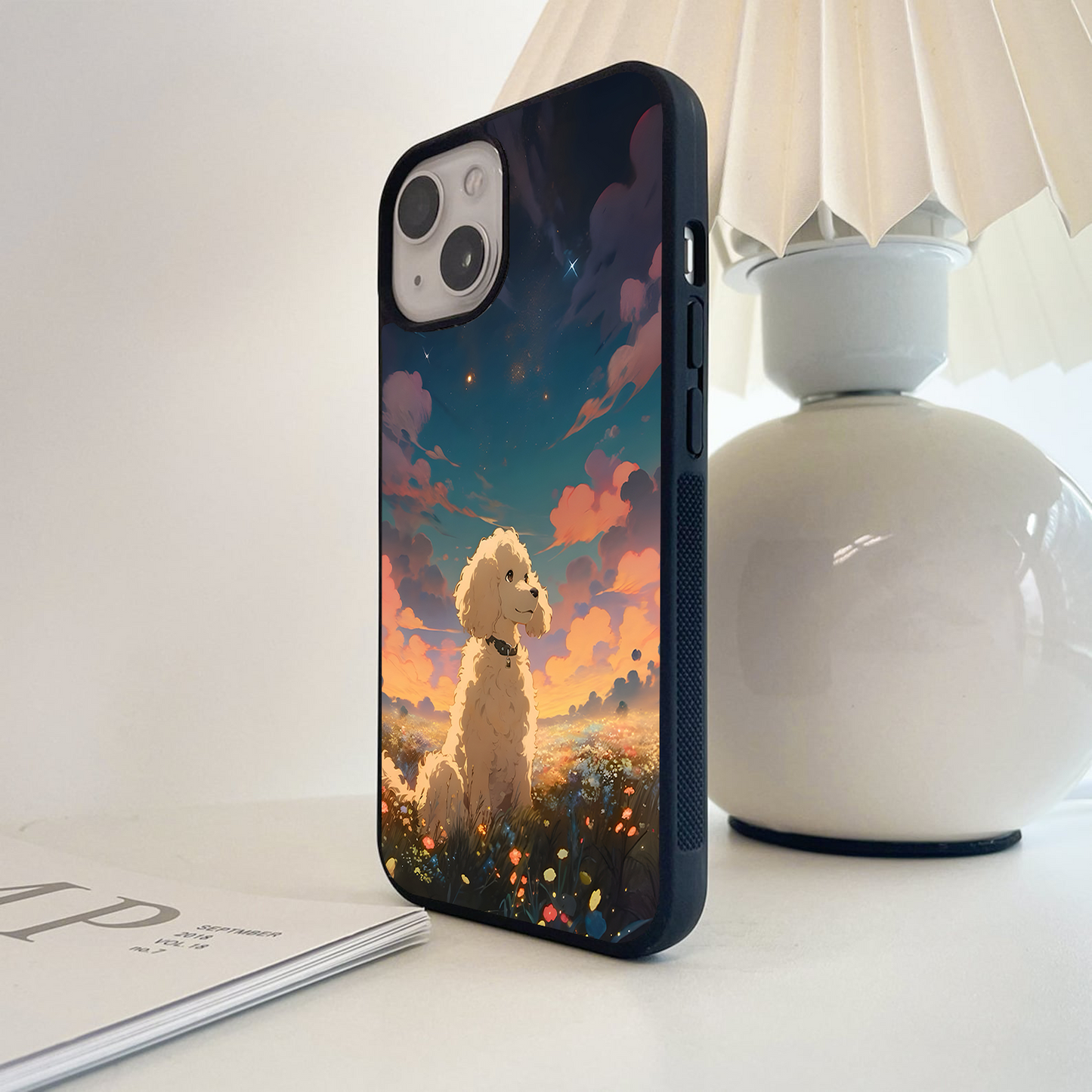 Cute Curly Dog Glass Case