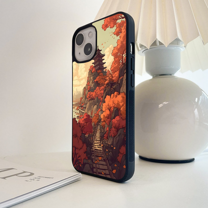 Orange Autumn Path Glass Case