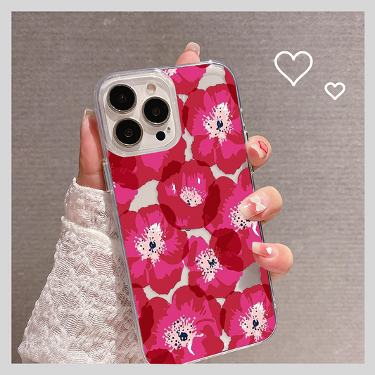 Pink Bloomig Flower Clear Silicon Case Cover