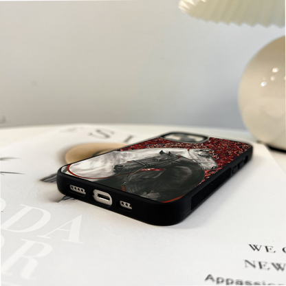 Regal Stallion Tapestry Glass Case