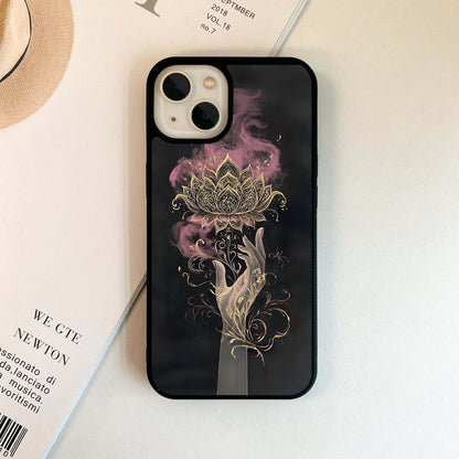 Golden Mandala Lotus Glass Case