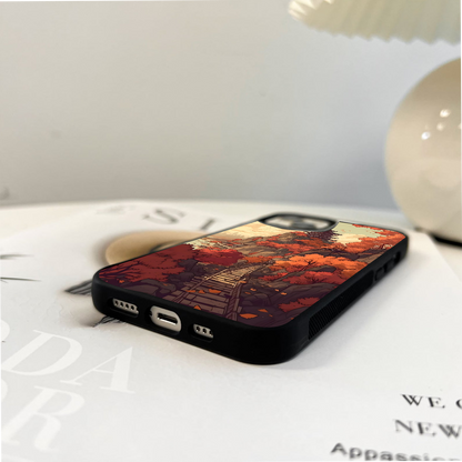 Orange Autumn Path Glass Case