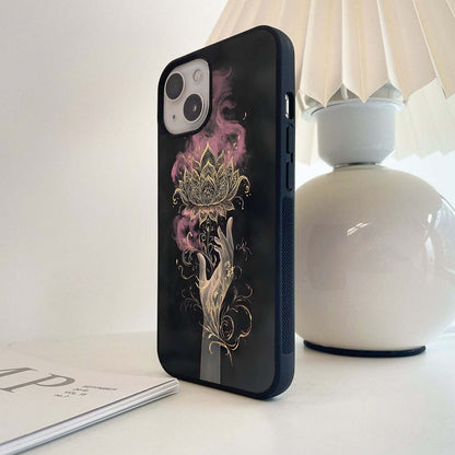 Golden Mandala Lotus Glass Case