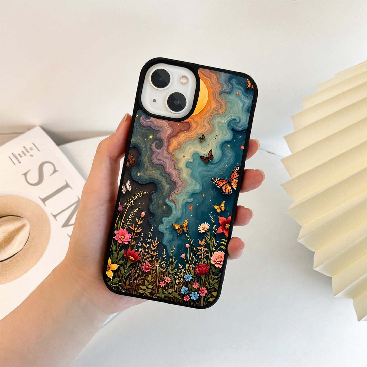 Glowing Moonlight Butterfly Glass Case