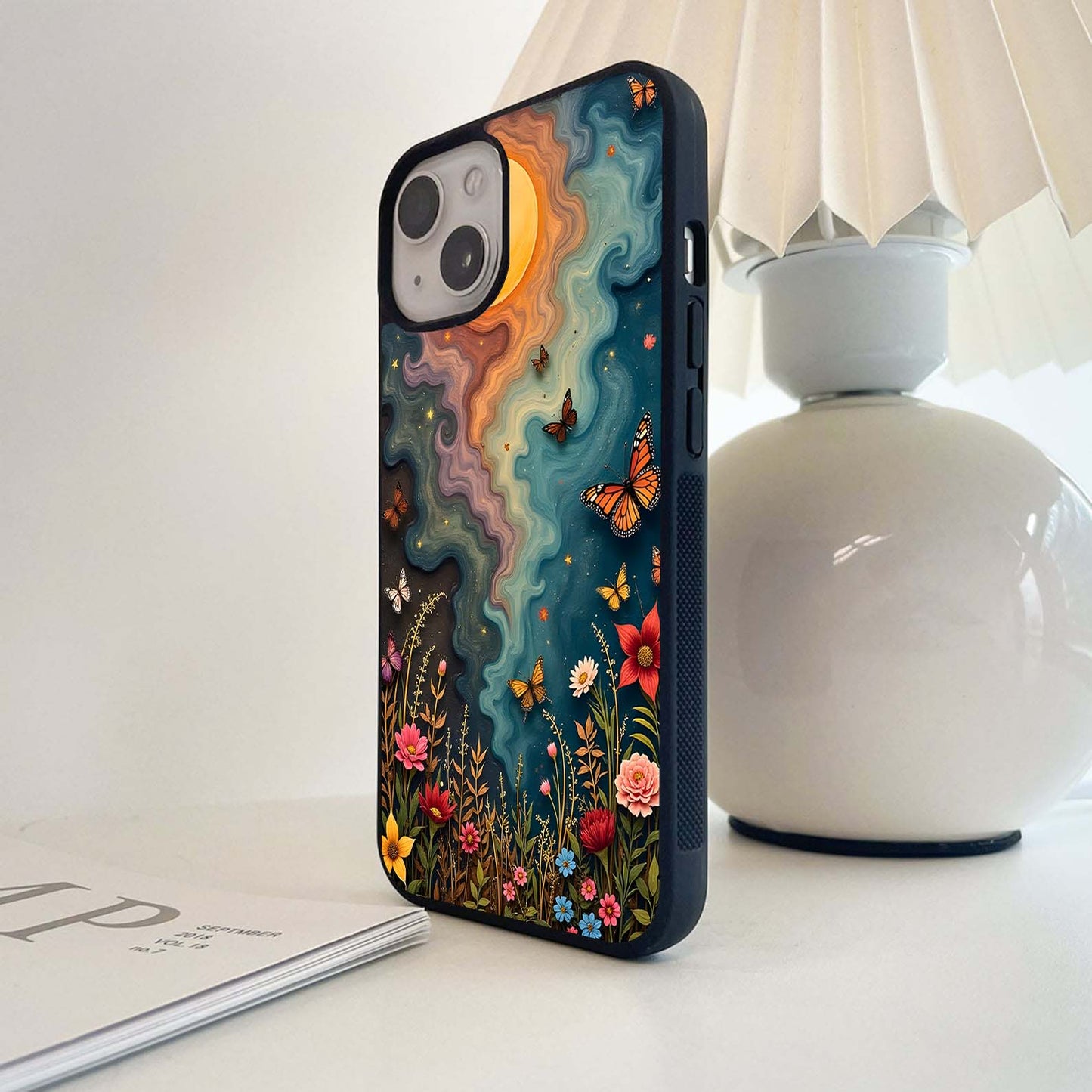 Glowing Moonlight Butterfly Glass Case