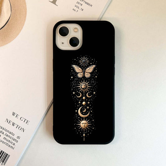 Golden Aesthetic Butterfly Glass Case