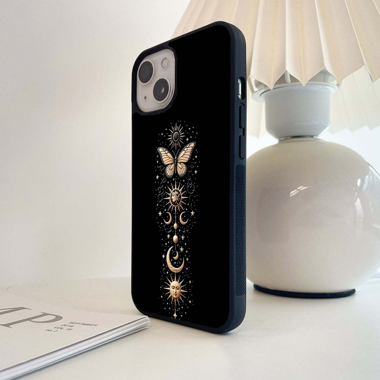 Golden Aesthetic Butterfly Glass Case