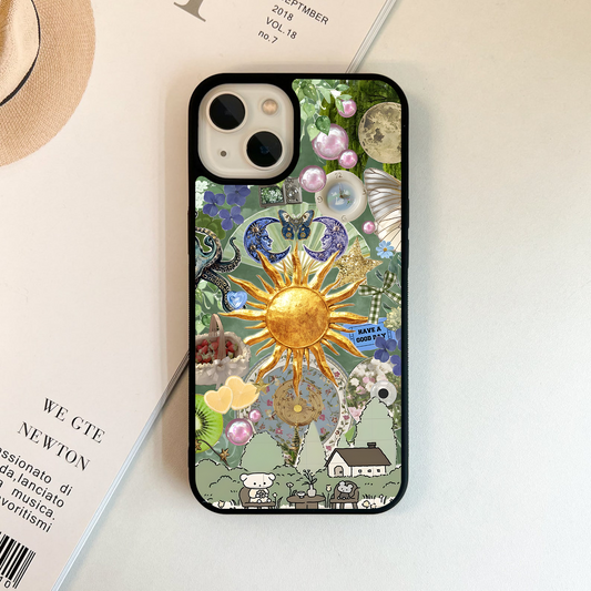 Golden Nature Collage Glass Case