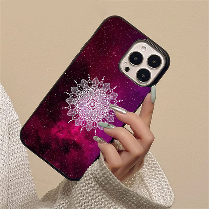 Pink Sky with Mandala Pattern Glass Case