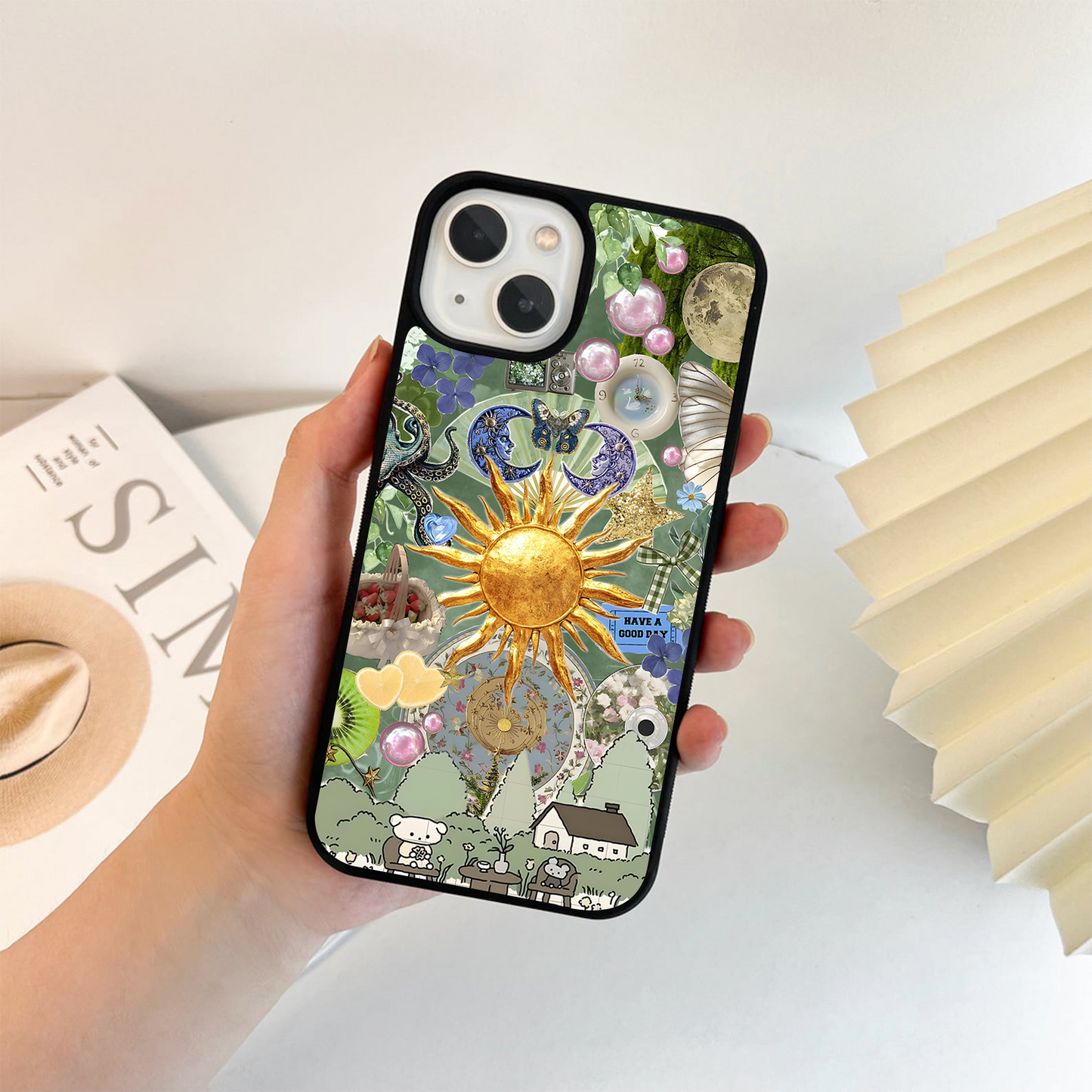 Golden Nature Collage Glass Case