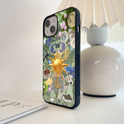 Golden Nature Collage Glass Case