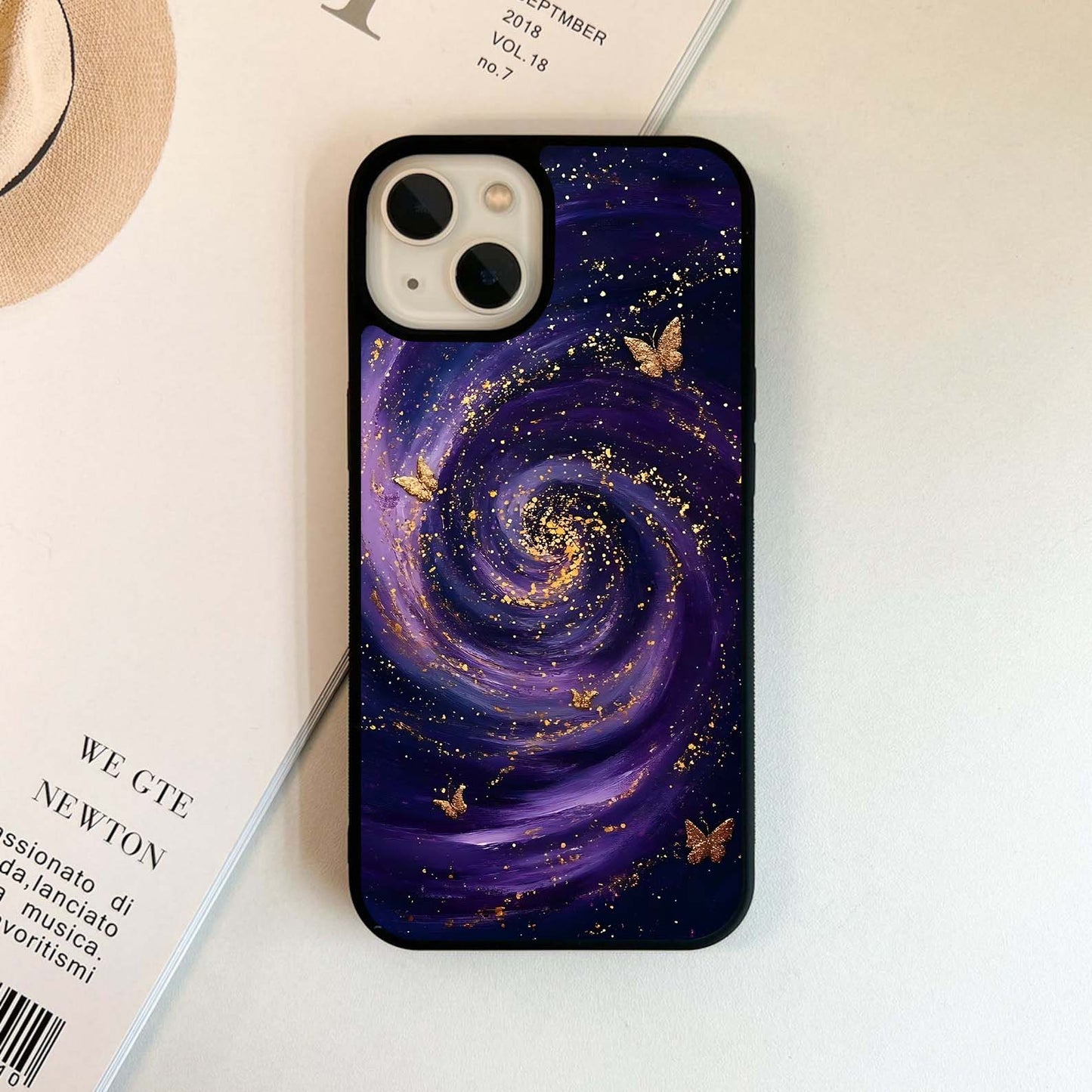 Golden Spiral Galaxy Glass Case