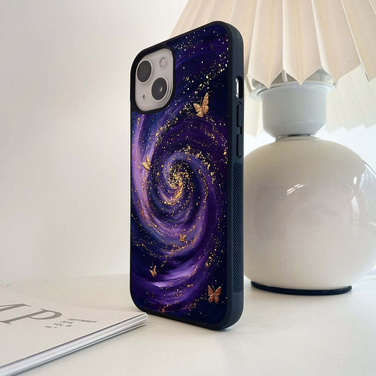 Golden Spiral Galaxy Glass Case