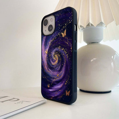 Golden Spiral Galaxy Glass Case