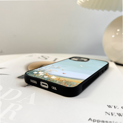 Pastel Field Butterflies Glass Case