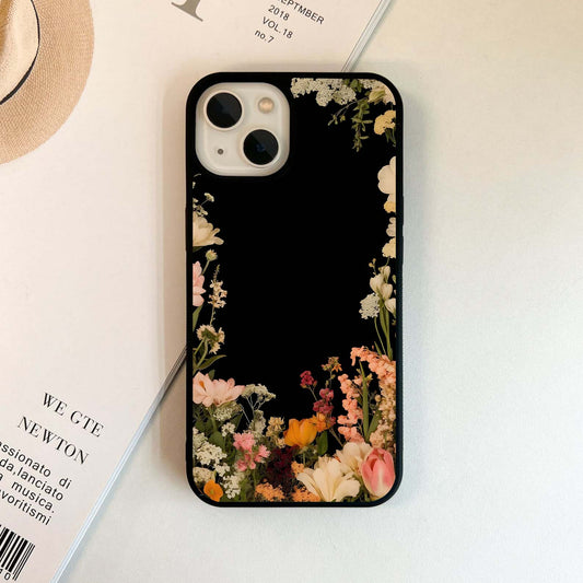 Golden Floral Frame Glass Case