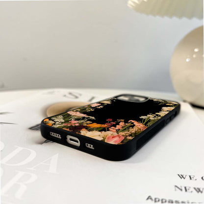 Golden Floral Frame Glass Case