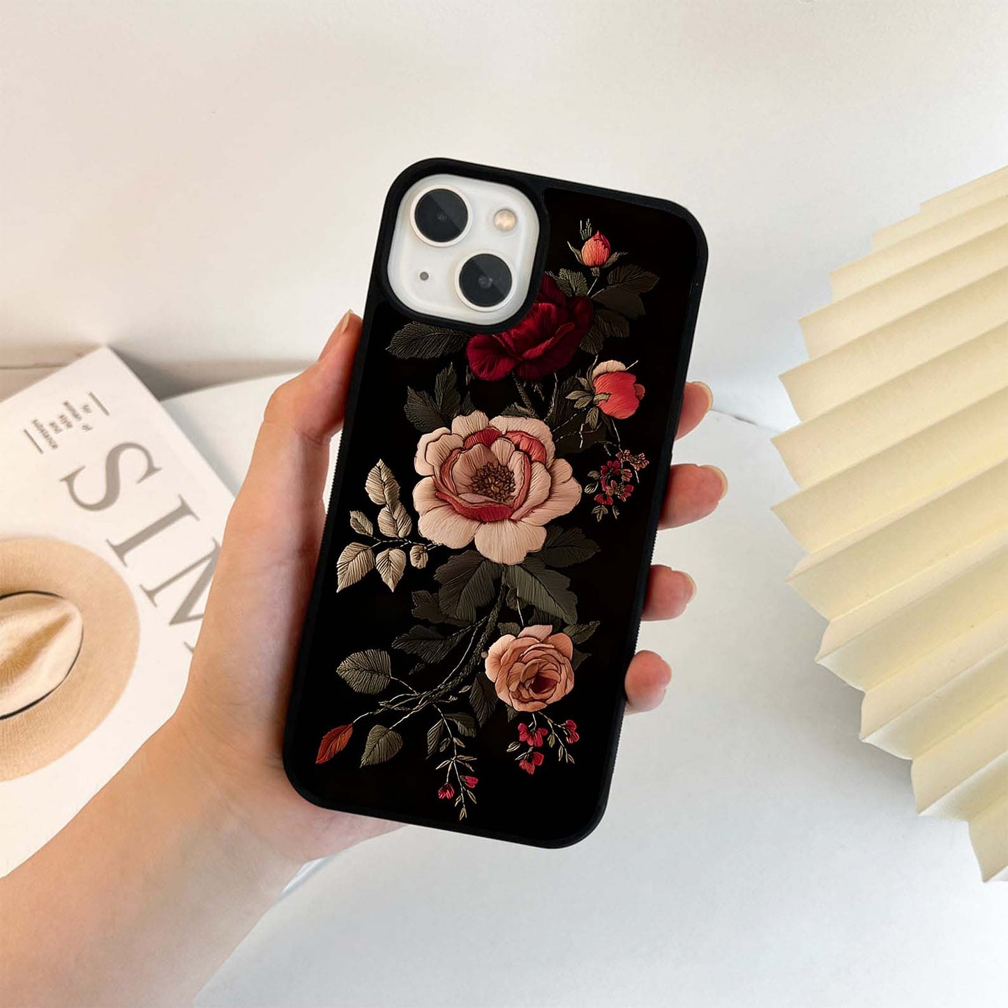 Gothic Rose Embroidery Glass Case