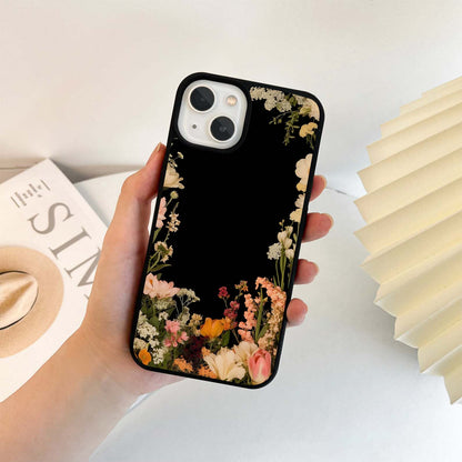 Golden Floral Frame Glass Case