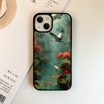 Mystic Crane Forest Glass Case