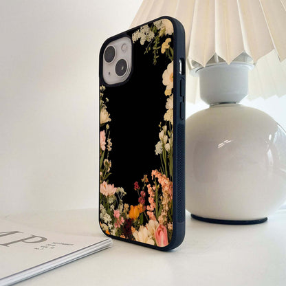Golden Floral Frame Glass Case