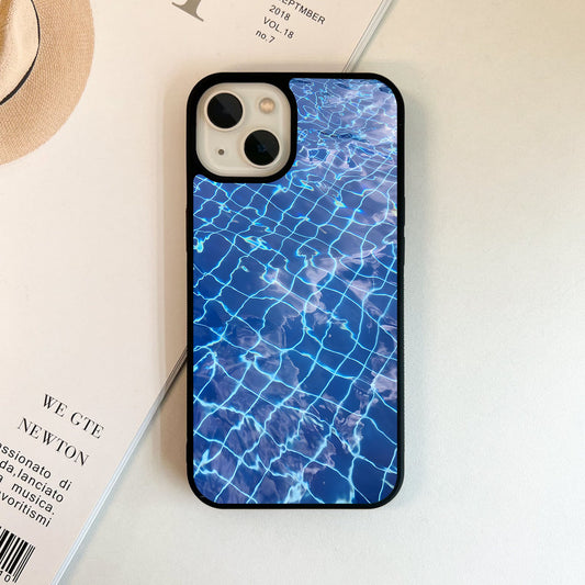 Blue Ripple Grid Glass Case