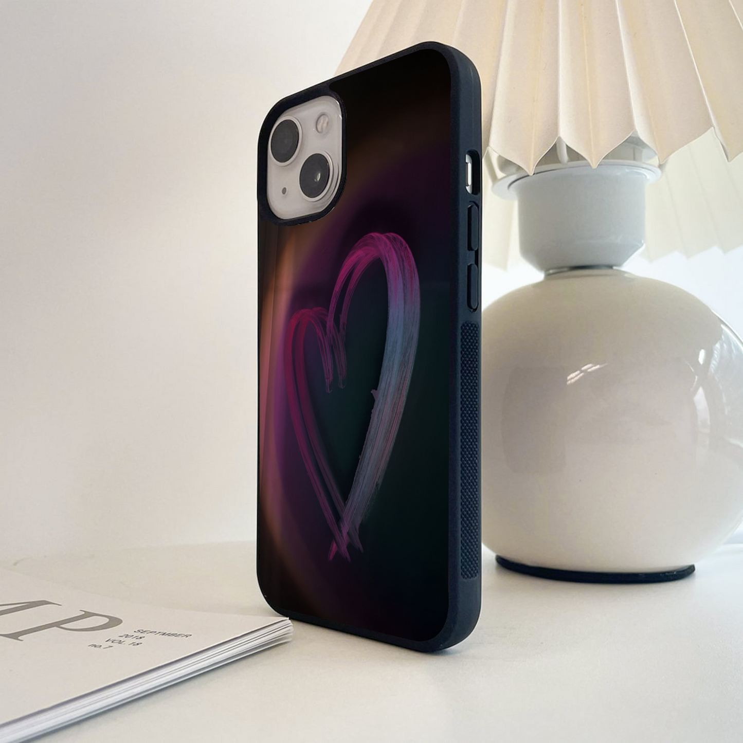 Neon Heart Glow Glass Case