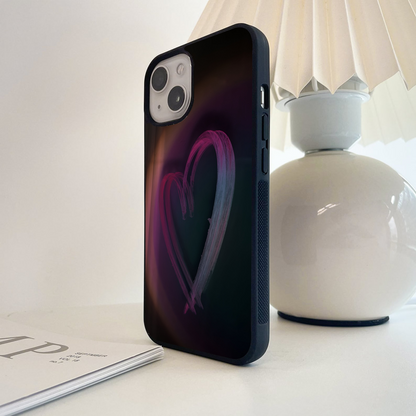 Neon Heart Glow Glass Case