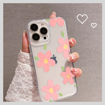 Cute Peach Flower Clear Silicon Case Cover