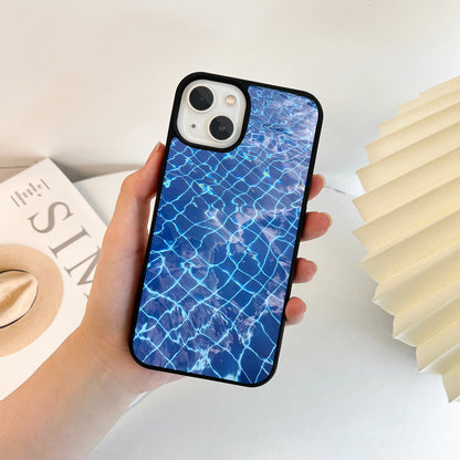 Blue Ripple Grid Glass Case