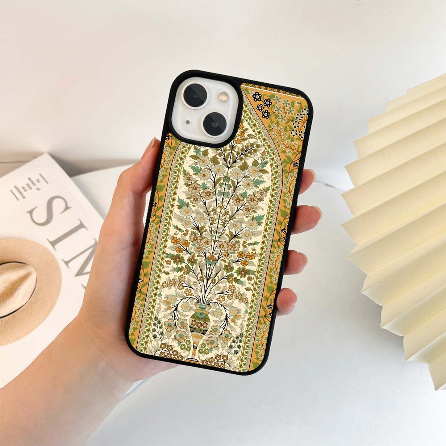 Golden Floral Heritage Glass Case