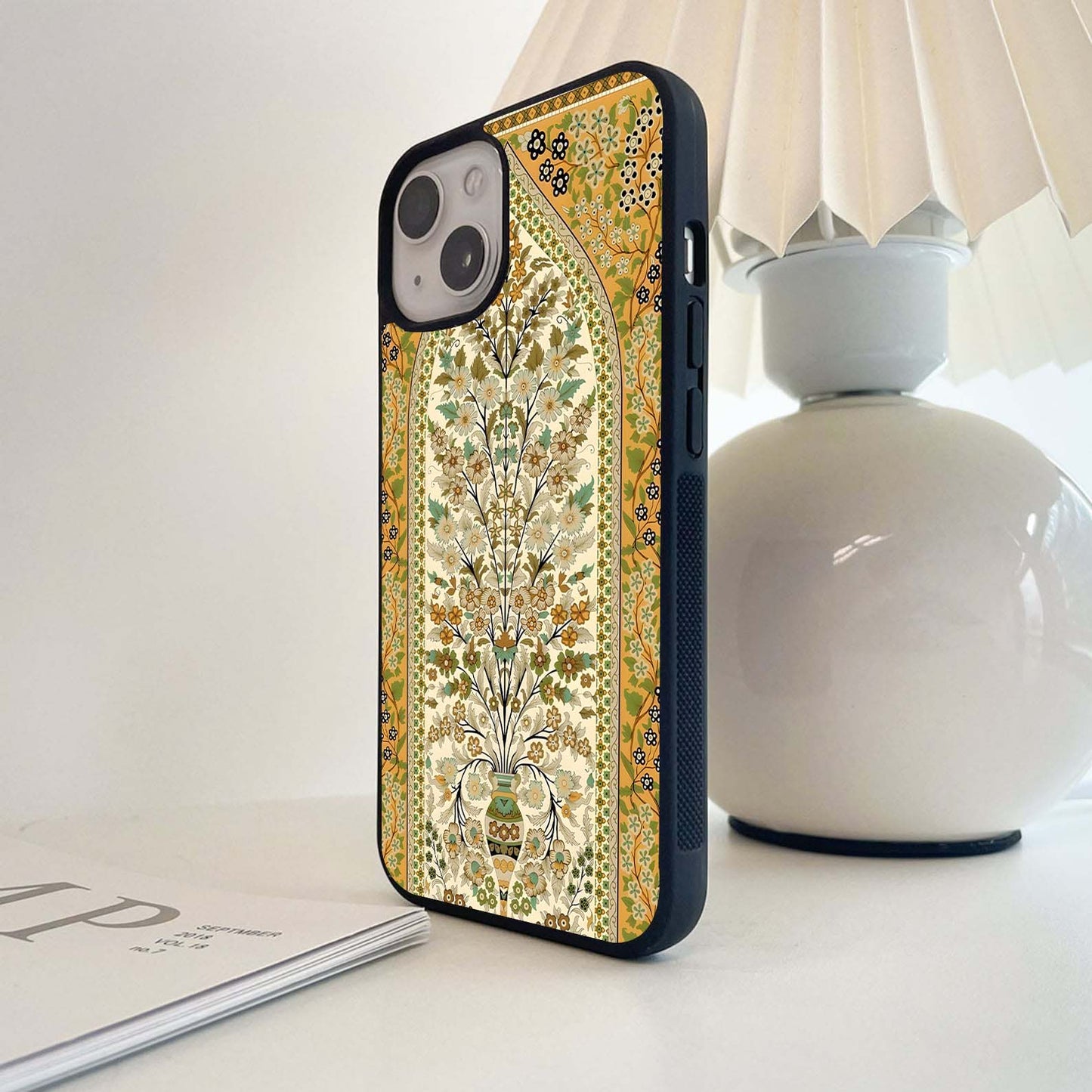 Golden Floral Heritage Glass Case