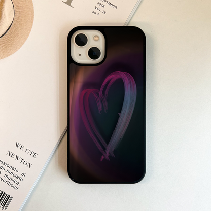 Neon Heart Glow Glass Case