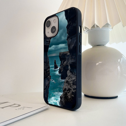Dark Rock Cliffs Glass Case
