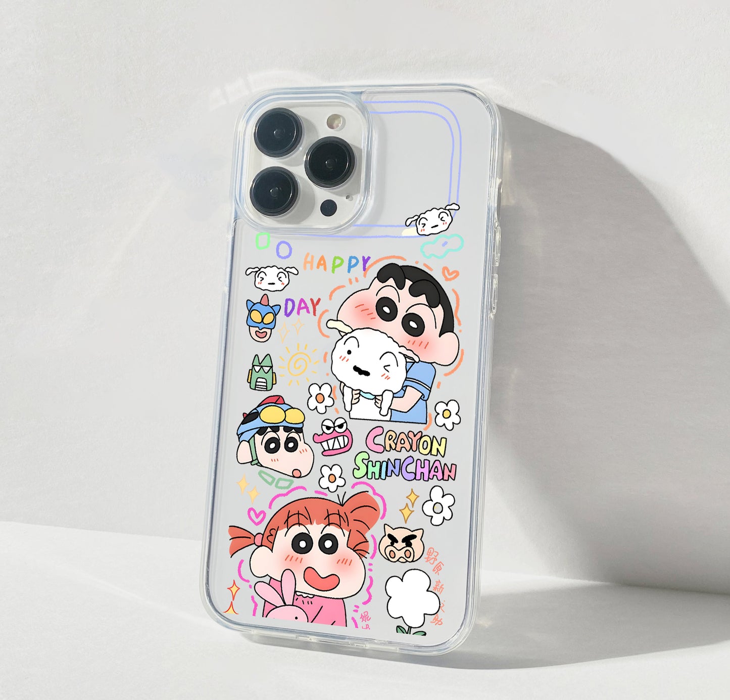 Cute Shinchan Stickers Clear Silicon Cover