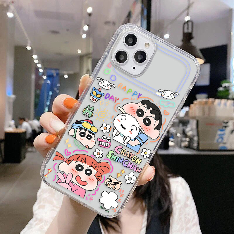 Cute Shinchan Stickers Clear Silicon Cover