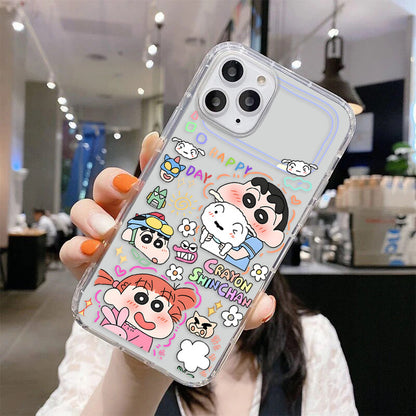 Cute Shinchan Stickers Clear Silicon Cover