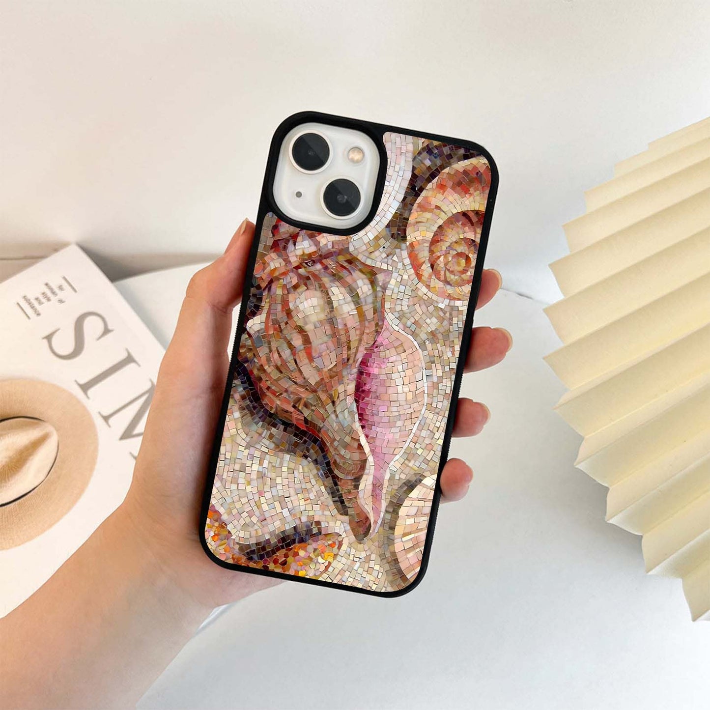 Beige Shell Mosaic Glass Case