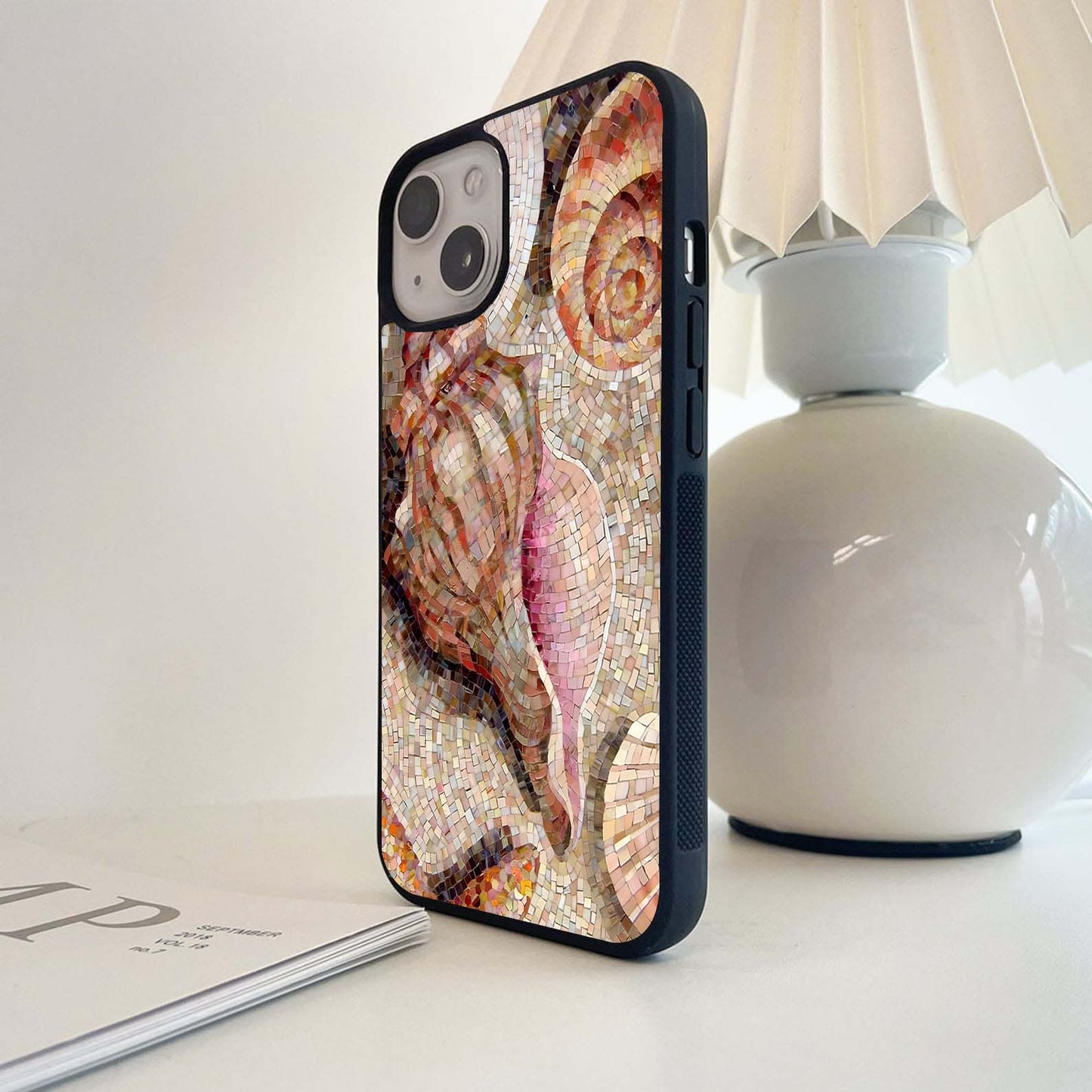 Beige Shell Mosaic Glass Case