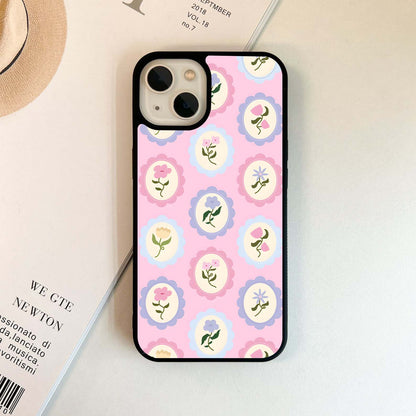 Pastel Floral Frames Glass Case