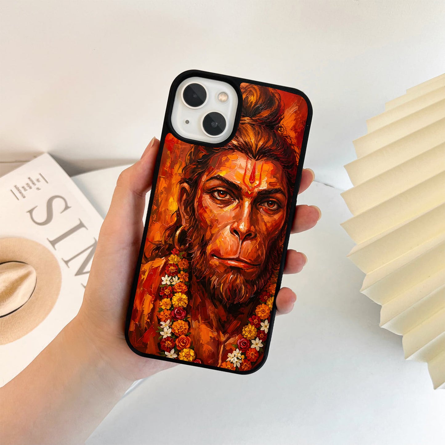 Fiery Hanuman Floral Glass Case