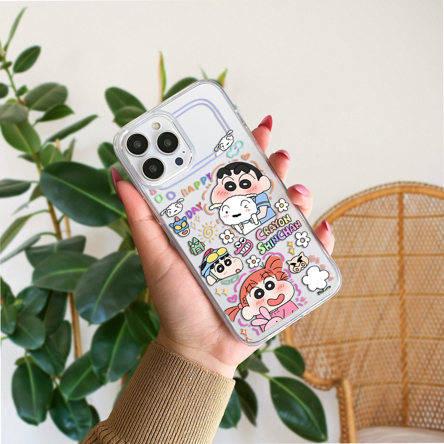 Cute Shinchan Stickers Clear Silicon Cover