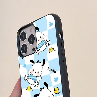 Blue Puppy Pattern Glass Case